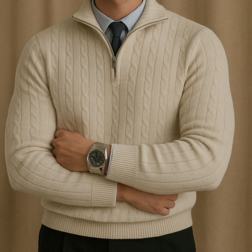 Stand Collar Zipper Sweater