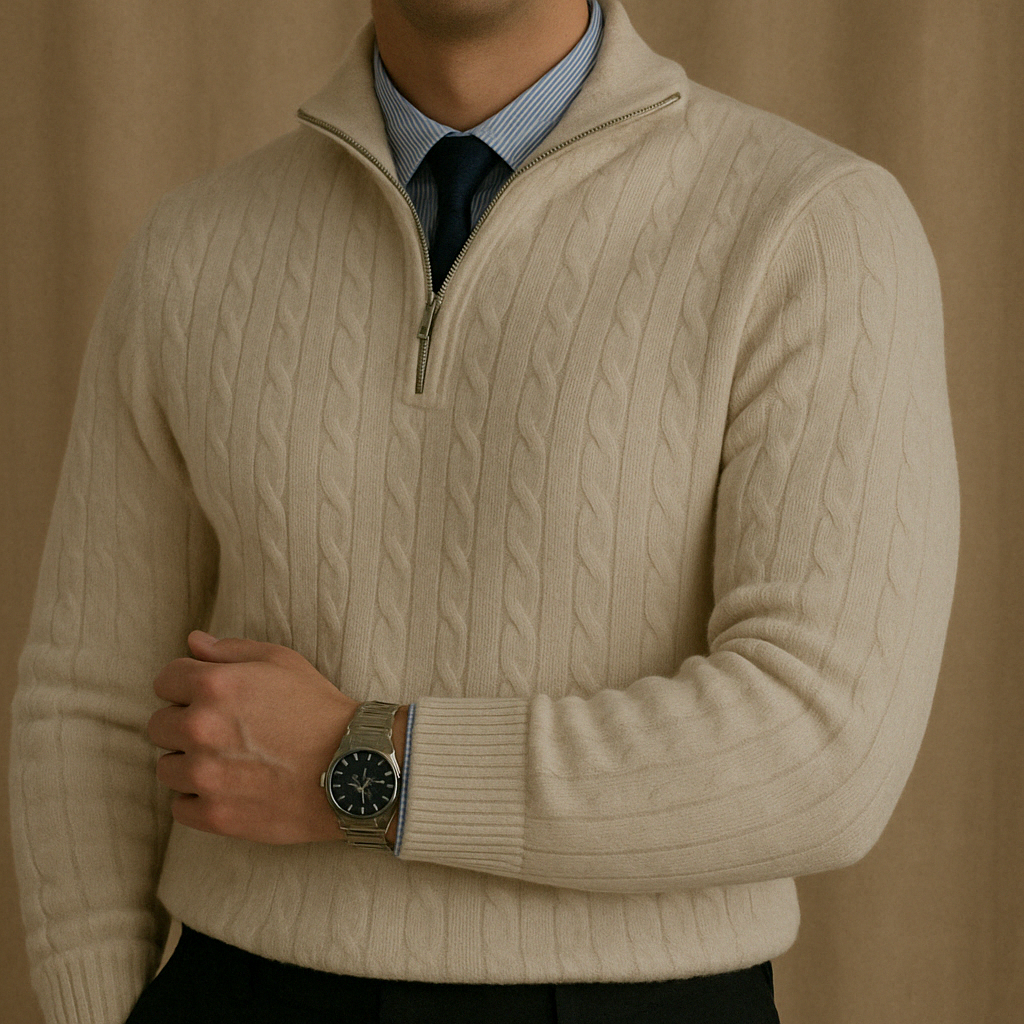 Stand Collar Zipper Sweater